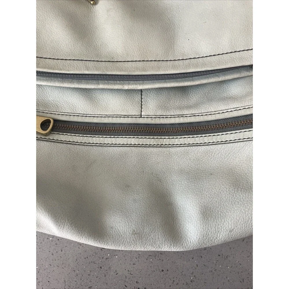 FOSSIL Explorer Flap Foldover Hobo Light blue Leather Slouch Shoulder Bag